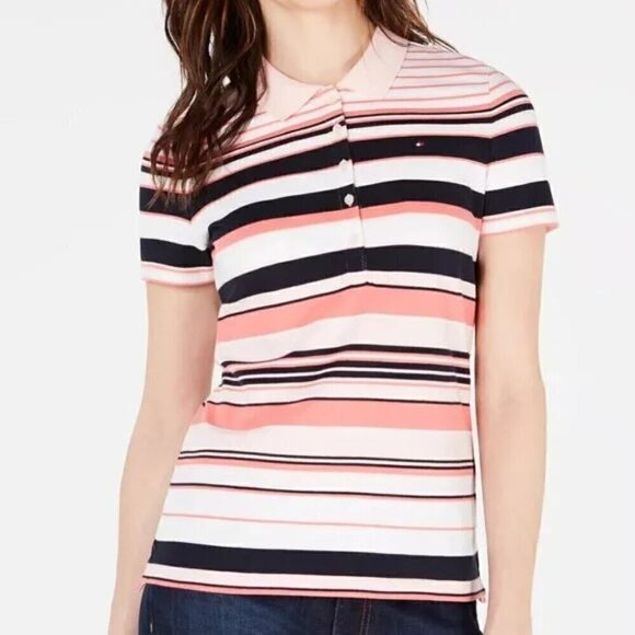 Tommy Hilfiger Multi-Stripe Polo - Women M - Picture 3 of 12